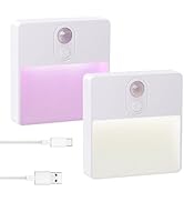 ASAWASA LED Motion Sensor Night Light, 7 Colors Rechargeable Magnetic Decor Wall Lights, Dimmable...