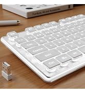 SEUNKWANG EWEADN X7S Wireless Keyboard with White Keycaps, 2.4G Rechargeable Computer Keyboard, M...