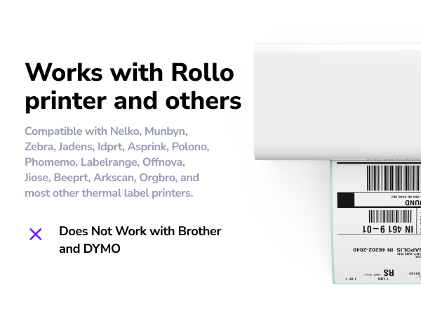 works with rollo printer nelko munbyn zebra jadens polono idprt arkscan orgbro asprink