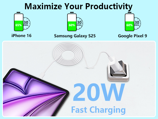 Apple MFi Certified iPhone 16 Charger Fast Charging 20W USB C Charger Block Type C Wall Charger