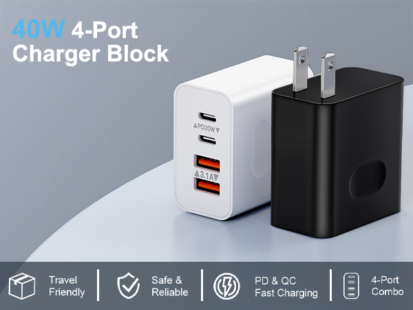 usb c and usb a charger block