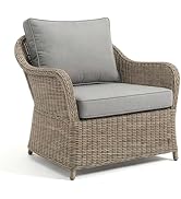 Martha Stewart Lily Pond Indoor-Outdoor Weathered Gray Rattan Wicker Patio Club Chair with All-We...