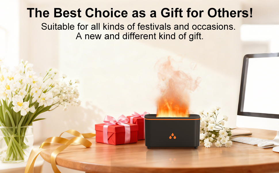 Text reads 'The Best Choice as a Gift for Others!' and 'Suitable for all kinds of festivals and occasions. A new and different kind of gift.' Product display with gift box and decorative elements on wooden surface.