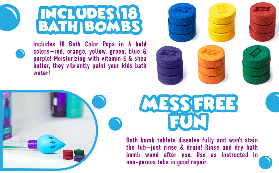 includes 18 bath bombs color tablets for kids
