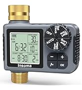 Sprinkler Timer with Brass Inlet &amp; Outlet, Water Timer for Garden Hose with Auto/Manual/Rain Dela...