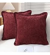 CaliTime Throw Pillow Covers Decorative 18 X 18 Inches Pack of 2 Cozy Chenille Scalloped Wavy Edg...
