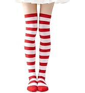 Striped Thigh High Socks for Women Elastic Over Knee Knit High Stocking Costume Leg Warmers for C...