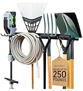 StoreYourBoard Wall-Mounted Rack With 4 Garage Hooks – Heavy-Duty Steel Holder Garage &amp; Garden St...