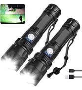 MILAOSHU Rechargeable Flashlights 990,000 High Lumens - 2 Pack, Super Bright LED Flash Light with...
