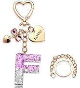 Cute Bling initial love keychain gift for women girls purse, handbags, bag Cup Charms Accessories