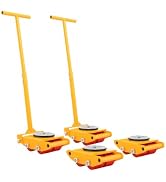 4pcs Machinery Mover, 6T Machinery Skate Dolly with 2 Steering Handles, 13200lbs Machinery Moving...