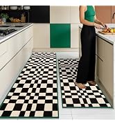 hicorfe Kitchen Runner Rugs Set of 2,Non Slip Kitchen Mats for Floor-Thick Stain Resistant Kitche...