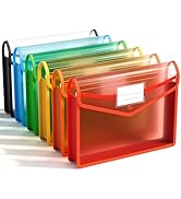 ABC life 6 Pack Plastic Expanding File Folder, Folders for Documents with Snap Closure, Colorful ...