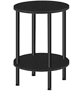 CHOEZON Round Side Table, 2-Tier End Table, Small Round Nightstand with Sturdy Metal Tube, Indust...