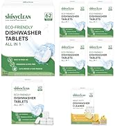 Shinyclean All-in-1 Plant-Based Dishwasher Detergent Pods with Built-in Rinse Aid [6 Boxs of 62] ...
