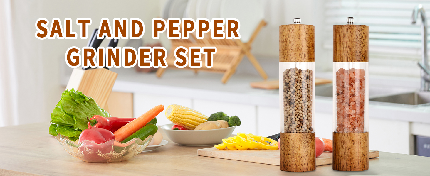 salt and pepper grinder set wood