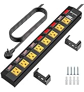 CRST 8 Outlet Heavy Duty Power Strip with Individual Switches, 15A/1875W Metal Power Strip Surge ...