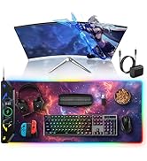 TopMade Wireless Charging Mouse Pad, RGB Gaming Mousepad, 35.4" x 15.8" Extra Large Waterproof Ke...
