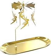 Rotating Candle Holder with Tray,Gold Metal Spinning Flying Angels Tea Lights Candle Holder,Rotat...