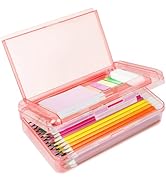 DANRONG Plastic Pencil Box, Large Capacity Pencil Case, Pencil Boxes Double Layer for Kids Adults...