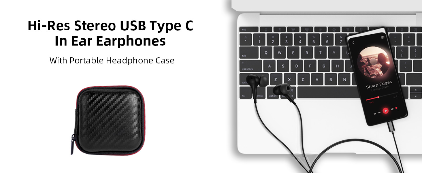 usb c headphones wired sport earbuds