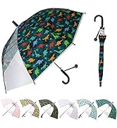 SIEPASA Kids Clear and Transparent Umbrella with an Easy Grip Handle, Dome Bubble Umbrella, Windp...