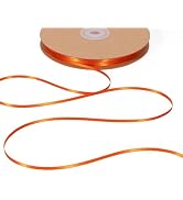 LaRibbons Orange Satin Ribbon 1/8 Inch 100 Yards Thin Luxury Double Faced Russet Orange Silk Ribb...