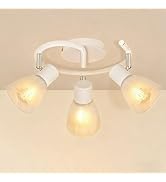 HiBay 3-Light Track Lighting, Modern Glass Ceiling Light Fixture White, Directional Flush Mount S...