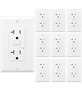10 Pack-GFCI Outlet 20 Amp,Self-Test,Electrical Outlet with Thinner Design,WR Weather Resistant G...