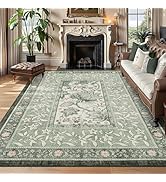 GarveeHome Provence 8x10 Area Rugs for Living Room, Botanical Grove Sage Green Cottagecore Washab...