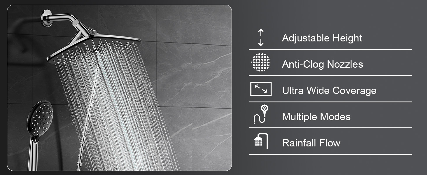 veken shower head rain shower head shower heads with handheld spray combo bathroom accessories