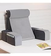 Vekkia 21" Reading Pillow for Sitting in Bed – 60° Ergonomic Wedge Back Pillow, XL Side Pockets, ...