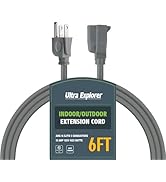 6 Ft Indoor Extension Cord, 16/3 Gauge Extension Cord Ouside, 3 Prong Grounded Plug Gray Electric...