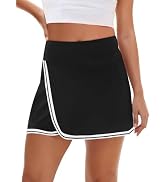 Fisoew Womens Golf Tennis Running Skorts Striped Elastic Waist Skirts Quick Dry Workout Athletic ...
