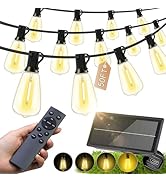 FUANXIEI Solar Lights Outdoor Waterproof: ST38 50FT 15M Shatterproof Bulbs Patio Lights - Solar P...