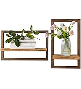 BlyeMichdi 2 Pcs Rustic Floating Shelves for Wall,Wood Wall Shelves for Farmhouse Decor,Framed Ha...