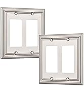 DEWENWILS Double Decorator Wall Plates, Brushed Nickel Outlet Covers, Metal Face Plates for Elect...