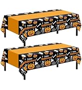 Childom 2 Pack Halloween Tablecloth,Halloween Decorations 54x108 Inch Disposable Plastic Table Co...