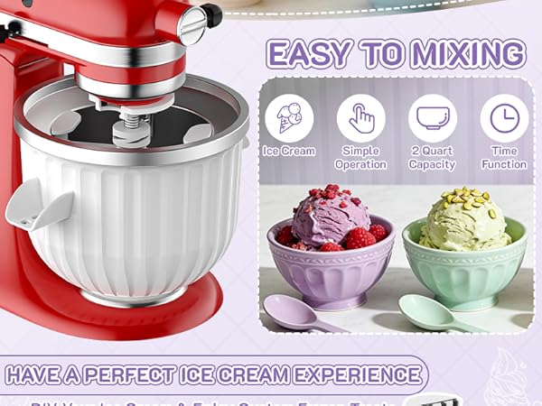 Ice Cream Maker Attachment for KitchenAid Stand Mixer