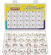 ALLECIN 24 Values Monolithic Ceramic Capacitor Assortment Kit 10pF 20pF 30pF 47pF 56pF 68pF 100pF...