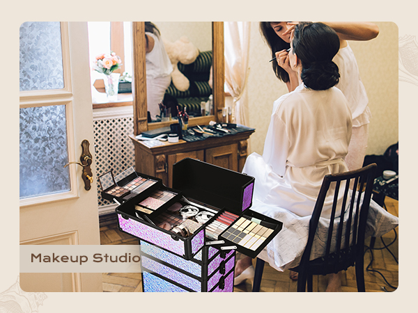 BYOOTIQUE Rolling Makeup Train Case 4in1 Cosmetic Trolley Organizer Travel Case