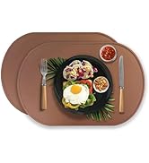 Placemats Oval Tablemats Heat Resistant Placemat, Set of 2 Waterproof Oilproof Stain Non-Slip Foo...