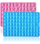 Mini Rabbit Egg Silicone Candy Moulds, 83 Cavity 2-Pack Chocolate Molds Gummy Animal Making Set B...