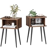 Nightstand Set of 2, Small Bed Side Table for Small Spaces, Mid Century Modern Nightstand End Tab...