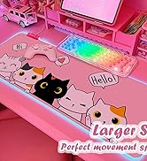 Pink Kawaii Cat RGB Gaming Mouse Pad 31.5x12 Inch PC XL Large Extended Glowing Led Light Up Cool ...