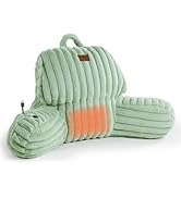 Amélie Home Heated Faux Fur Reading Pillow with Pocket - 3-Temperature Backrest for Sitting in Be...