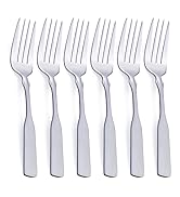 FULLYWARE Dinner Fork, Stainless Steel 7.6” Heavy Duty Fork Silverware, Metal Fork Cutlery Set, 6...