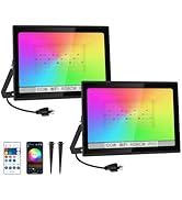 T-SUN RGB Flood Lights Outdoor, 1000W Equivalent Color Changing Landscape LED Light with APP &amp; Wi...