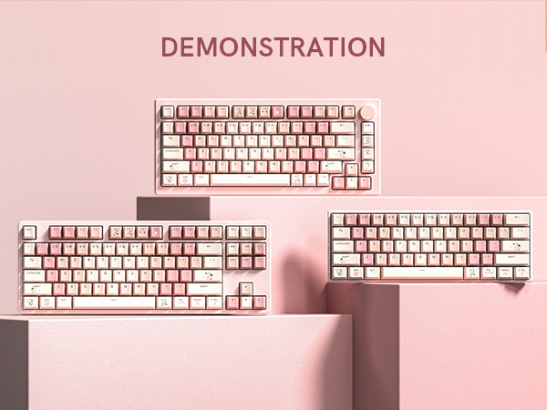 Display of keycaps installed on different keyboards