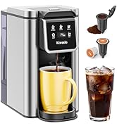 Karosie Hot &amp; Iced Single Serve Coffee Maker for K Pod and Grounds, 6-14 Oz Brew Sizes, 50oz Remo...